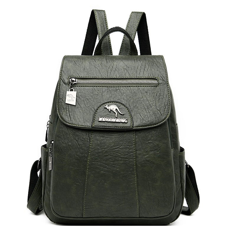 Women Soft Leather Backpacks Vintage