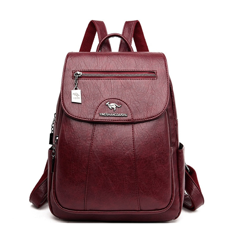 Women Soft Leather Backpacks Vintage