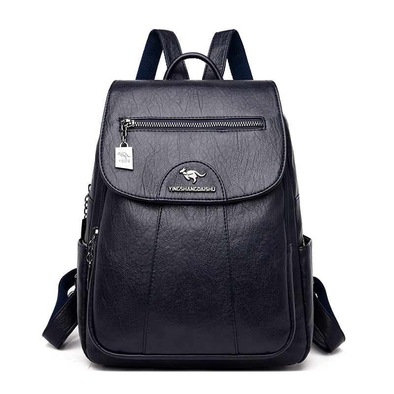 Women Soft Leather Backpacks Vintage