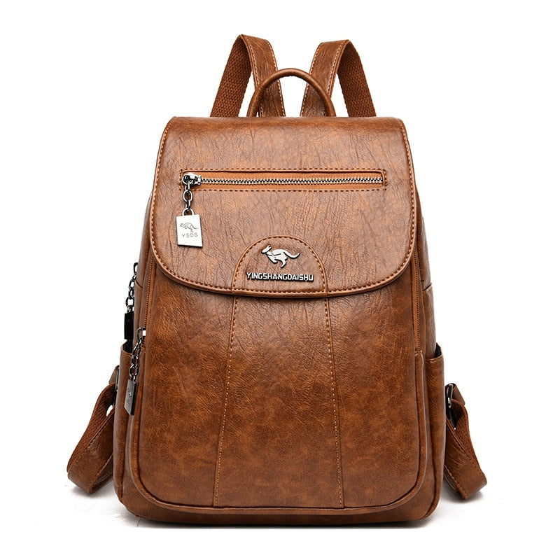 Women Soft Leather Backpacks Vintage