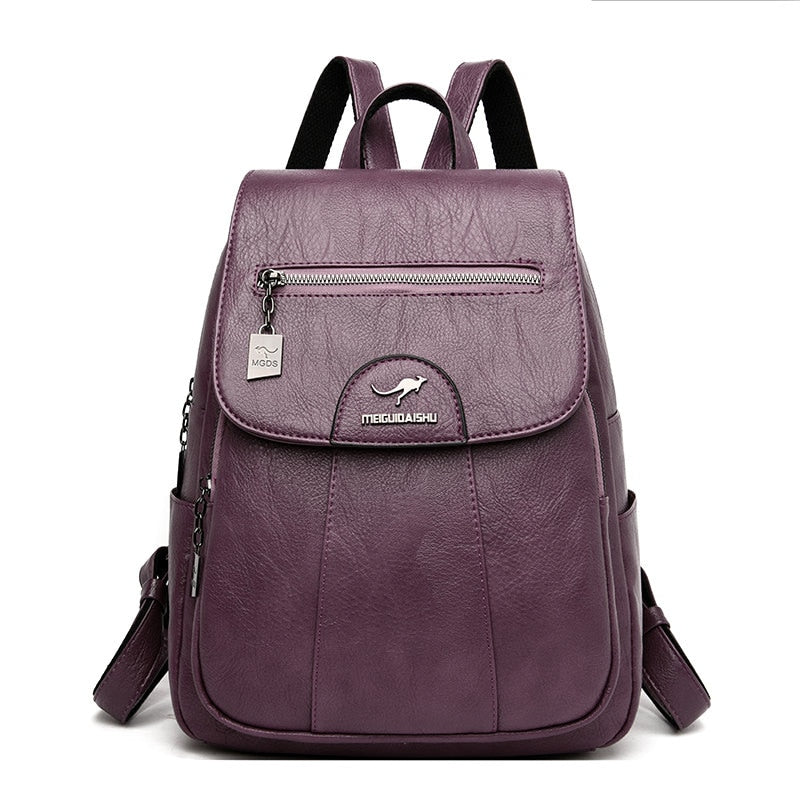 Women Soft Leather Backpacks Vintage