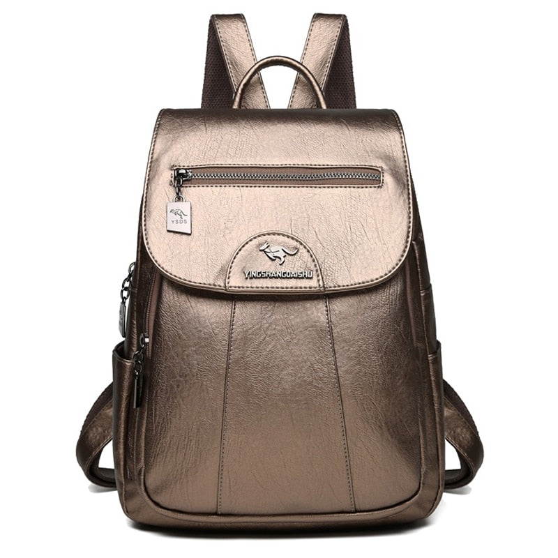 Women Soft Leather Backpacks Vintage