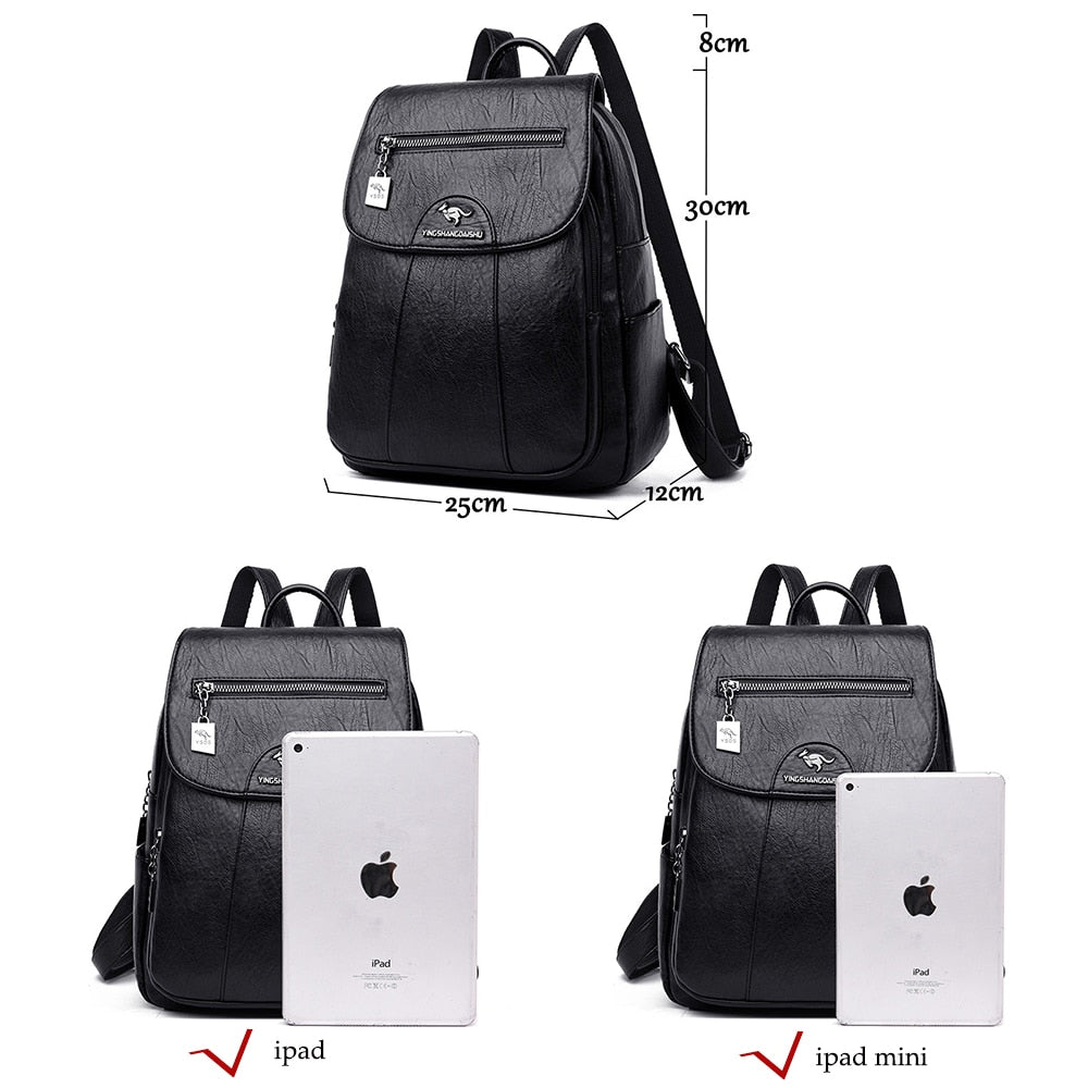 Women Soft Leather Backpacks Vintage