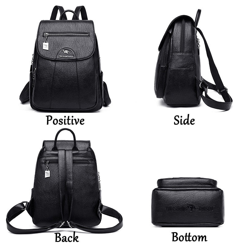 Women Soft Leather Backpacks Vintage