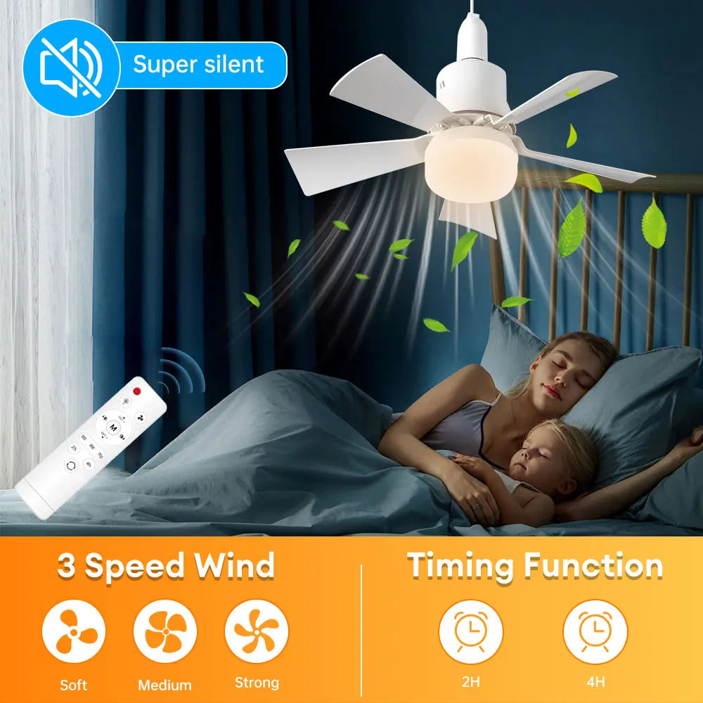 Silent Electric Fan Lamp With Remote Control