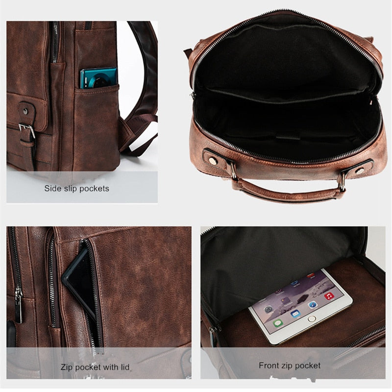 Fashion Leather Backpack Business