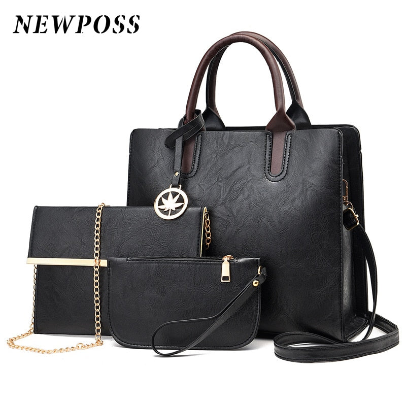 3-piece Leather Luxury Ladies Bag