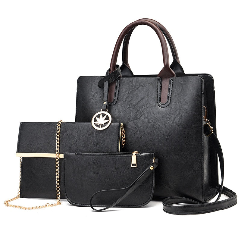 3-piece Leather Luxury Ladies Bag